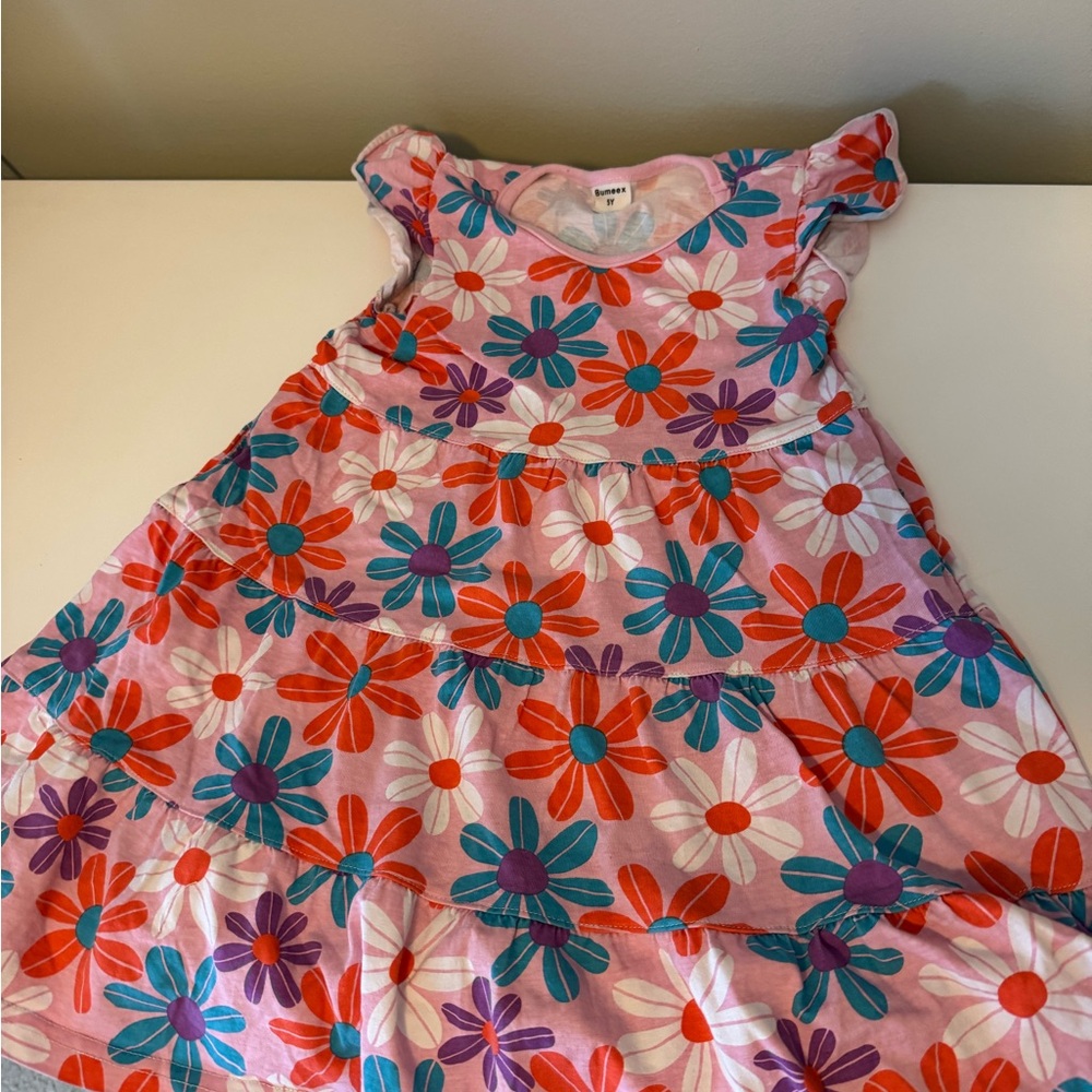 Floral Kids Dress in Pink, Red, and Purple
